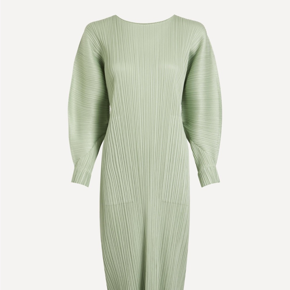 Issey Miyake Green Pleted Dress